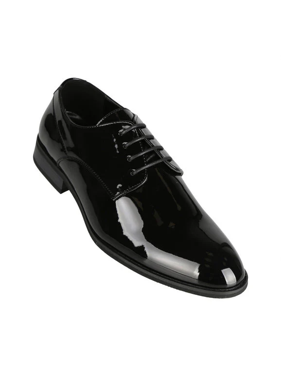 Black Derby Shoe (1) Zapato Derby de charol negro para hombre
