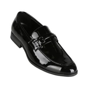 Black Patent Leather Loafers Mocasín de charol negro con herraje para hombre