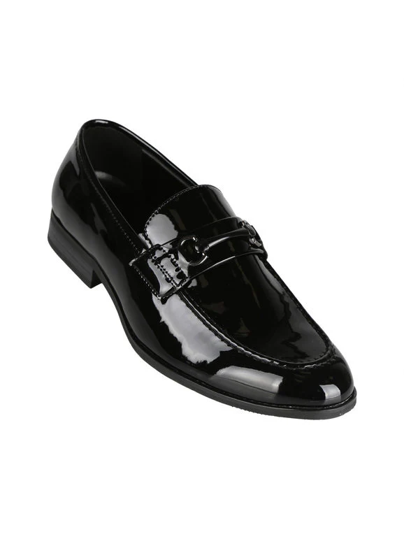 Black Patent Leather Loafers Mocasín de charol negro con herraje para hombre