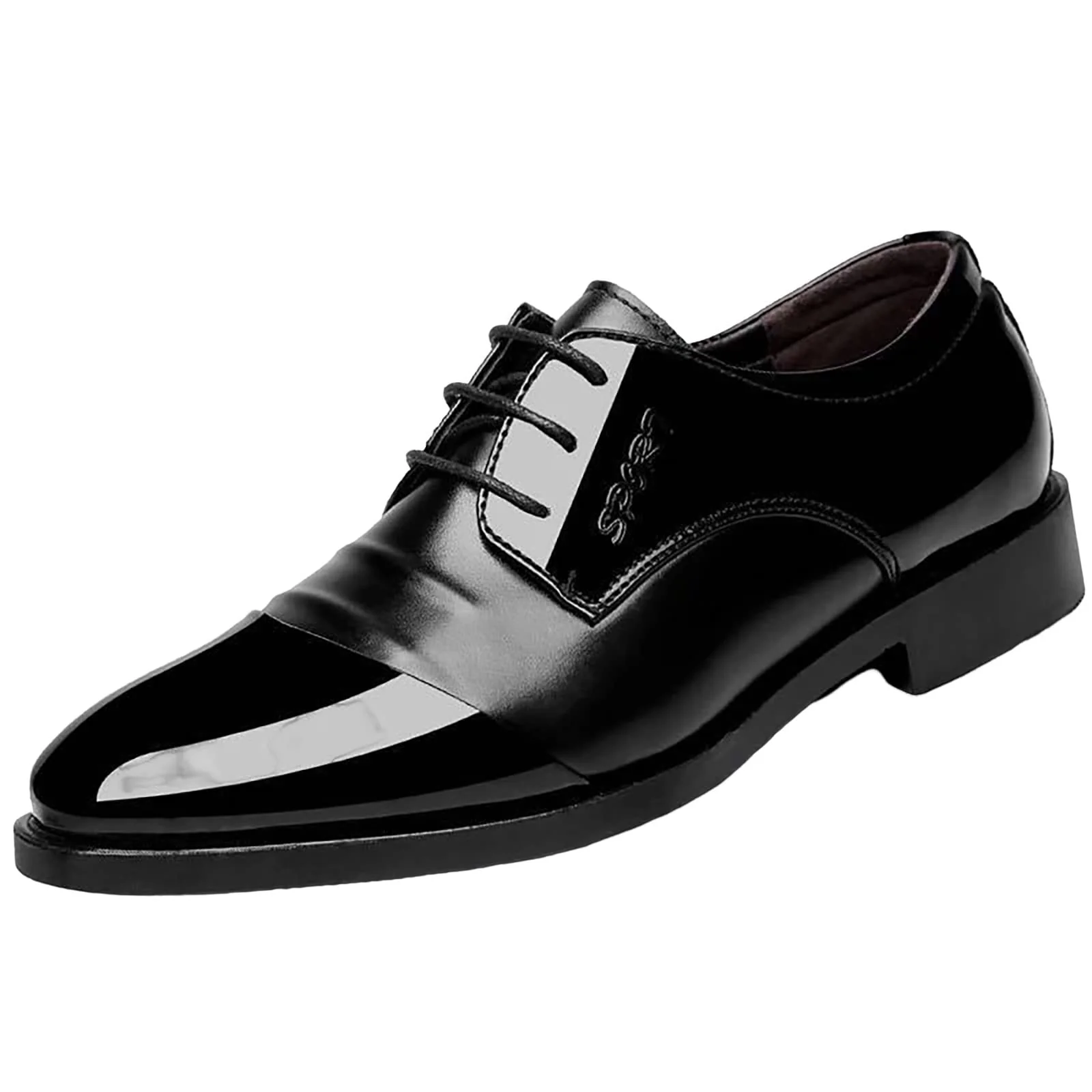 Classic Black Dress Shoe Zapato de charol negro clásico con cordones para hombre
